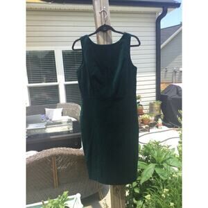 Talbots velvet dress women 8 moss green classic jackie-o wedding MOB fairy party